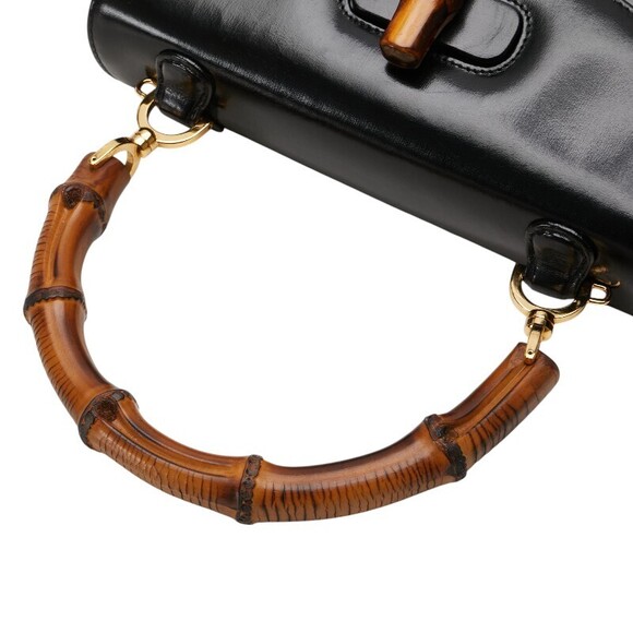Gucci Bamboo Shoulder Bag Black Brown Leather - Picture 8 of 10